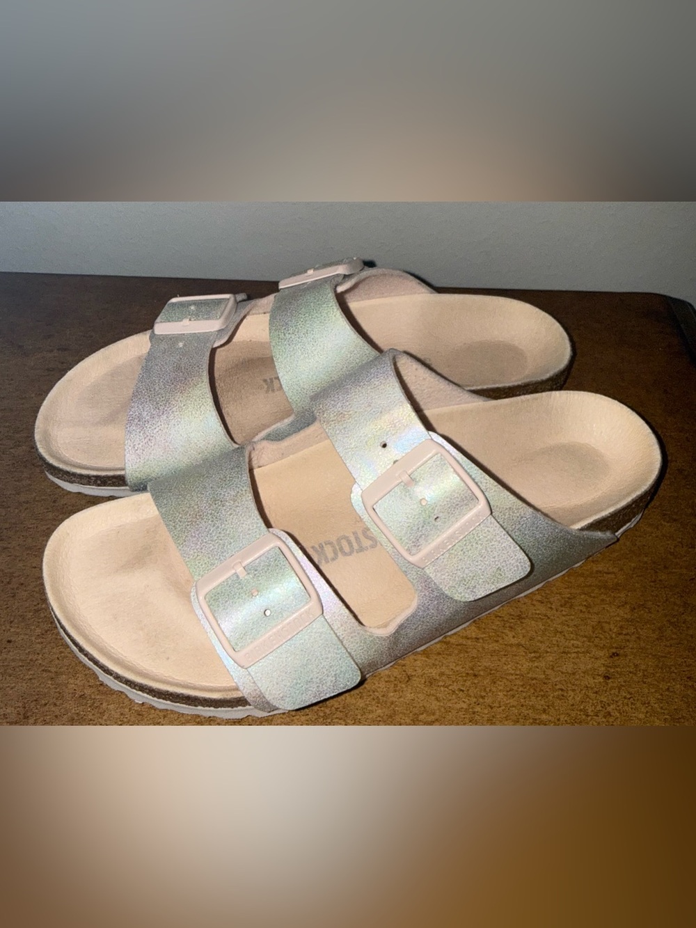 Birkenstock Arizona Iridescent Sandals.